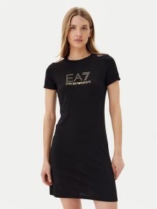 EA7 Emporio Armani Sukienka codzienna 7W000478 AF12500 UC001 Czarny Regular Fit. Czarne kombinezony EA7 Emporio Armani, na co dzień, m, bez wzorów, bez kołnierzyka, bez ramiączek, proste. Za 309,99 zł.