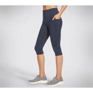 Rajstopy damskie Skechers GO WALK High Waisted Capri. Niebieskie rajstopy i pończochy Skechers, bez wzorów, z nylonu. Za 390,00 zł.
