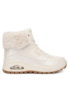 Skechers Trzewiki Uno Rugged 167821/OFWT Biały. Białe botki Skechers, bez wzorów, ze skóry, bez obcasa, na płaskiej podeszwie, bez zapięcia. Za 359,99 zł.