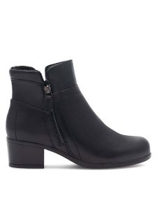 Go Soft Botki EST-GUSTA-11 Czarny. Czarne botki Go Soft, bez wzorów, ze skóry, bez obcasa, na słupku, bez zapięcia. Za 249,99 zł.