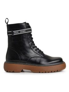 Pepe Jeans Trzewiki PLS50503 Czarny. Czarne botki Pepe Jeans, bez wzorów, z jeansu, bez obcasa, na płaskiej podeszwie, bez zapięcia. Za 579,99 zł.
