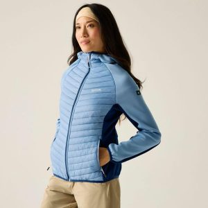 Damska Andreson Stretch Water-Resistlent Hybrid quilted Jacket. Niebieskie kurtki Regatta, bez wzorów, z puchu, bez kaptura. W wyprzedaży za 229,99 zł.