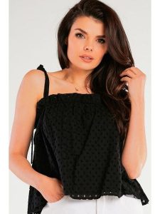 Awama Top w kolorze czarnym rozmiar: S/M. Czarne topy Awama, m, bez wzorów, z bawełny, bez kołnierzyka, bez ramiączek. Za 107,99 zł.