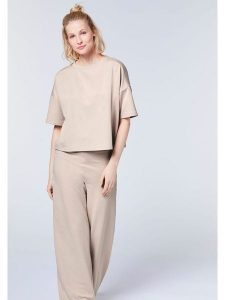 Detto Fatto Koszulka w kolorze beżowym rozmiar: M. Brązowe bluzki Detto Fatto, m, bez wzorów, z bawełny, bez kołnierzyka, bez ramiączek. Za 104,99 zł.