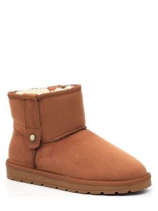 ISLAND BOOT Botki zimowe "Christie" w kolorze jasnobrązowym rozmiar: 39. Brązowe botki Island Boot, na zimę, bez wzorów, z materiału, bez obcasa, bez zapięcia. Za 144,92 zł.