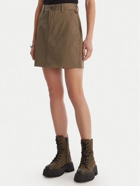 G-Star Raw Spódnica mini D29095-5126 Khaki Regular Fit. Brązowe spódnice G-Star Raw, bez wzorów, z bawełny, retro, mini. Za 225,99 zł.