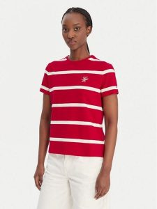 Tommy Hilfiger T-Shirt Script WW0WW47809 Czerwony Regular Fit. Czerwone t-shirty TOMMY HILFIGER, xl, bez wzorów, z bawełny, bez kołnierzyka, bez ramiączek. Za 169,99 zł.