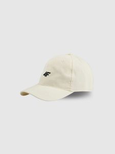 4F Czapka z daszkiem strapback uniseks - biała S/M (58cm). Białe czapki 4f, bez wzorów, z bawełny, klasyczne. Za 49,99 zł.