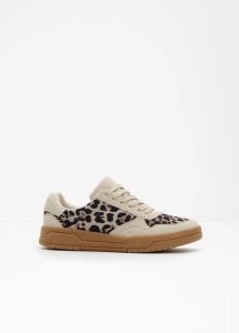 Sneakersy ze wzorem w panterkę. Brązowe buty sportowe bonprix, bez wzorów, bez zapięcia. Za 147,99 zł.