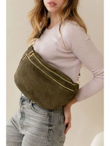 Anna Morellini Skórzana saszetka "Lolanda" w kolorze khaki - 36 x 22 x 12 cm rozmiar: onesize. Brązowe nerki i saszetki Anna Morellini, bez wzorów, z materiału. Za 260,99 zł.