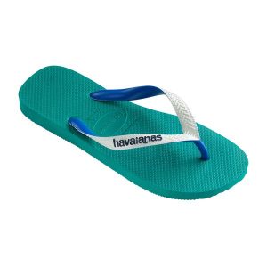 Japonki plażowe Havaianas Top Mix. Zielone klapki Havaianas, bez wzorów, bez obcasa. Za 54,99 zł.