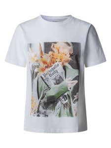 Pepe Jeans Koszulka "Rebecca" w kolorze białym rozmiar: S. Białe bluzki Pepe Jeans, s, bez wzorów, z bawełny, bez kołnierzyka, bez ramiączek. Za 140,53 zł.