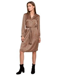 Stylove Sukienka w kolorze jasnobrązowym rozmiar: M. Brązowe sukienki Stylove, m, bez wzorów, z tkaniny, bez kołnierzyka, bez ramiączek, midi. Za 118,56 zł.
