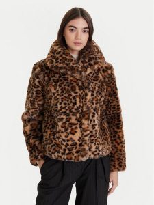 Morgan Futro 252-GDEO Brązowy Regular Fit. Brązowe płaszcze Morgan, bez wzorów, z futra, bez kaptura. Za 659,99 zł.