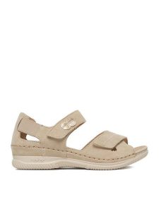 Rieker Sandały CEO-V7474-60 Beżowy. Brązowe sandały Rieker, bez wzorów, ze skóry, bez obcasa, na płaskiej podeszwie, bez zapięcia. Za 369,99 zł.