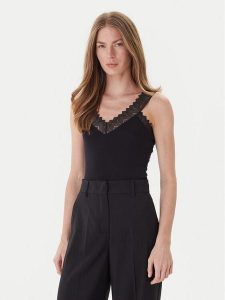 Morgan Top 242-DNAE Czarny Slim Fit. Czarne topy Morgan, xs, bez wzorów, z wiskozy, bez kołnierzyka, bez ramiączek. Za 89,99 zł.