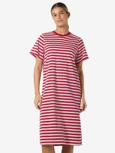 Noisy may Sukienka "Ember" w kolorze czerwono-białym rozmiar: XS. Czerwone sukienki Noisy may, xs, bez wzorów, z bawełny, bez kołnierzyka, bez ramiączek, midi. Za 79,40 zł.