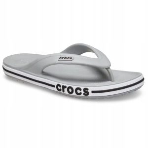 Japonki Dla Dorosłych Crocs Bayaband Flip. Szare klapki Crocs, bez wzorów, z materiału, bez obcasa. Za 119,99 zł.