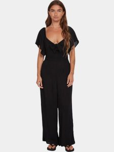 Ogółem kobiety O'Neill Kesia Jumpsuit. Czarne kombinezony O'Neill, na lato, xs, bez wzorów, z materiału, bez kołnierzyka, bez ramiączek. Za 389,00 zł.