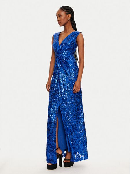 Rinascimento Sukienka wieczorowa CFC0121922003 Niebieski Regular Fit. Niebieskie kombinezony Rinascimento, xs, bez wzorów, z syntetyku, wizytowe, bez kołnierzyka, bez ramiączek. Za 409,99 zł.