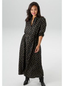 Aniston Sukienka w kolorze czarno-jasnobrązowym rozmiar: 48. Czarne sukienki Aniston, bez wzorów, z tkaniny, bez kołnierzyka, bez ramiączek, maxi. Za 74,28 zł.