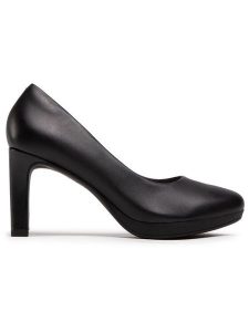 Clarks Czółenka Ambyr Joy 261577644 Czarny. Czarne czółenka Clarks, bez wzorów, ze skóry, bez obcasa, bez zapięcia. Za 319,99 zł.