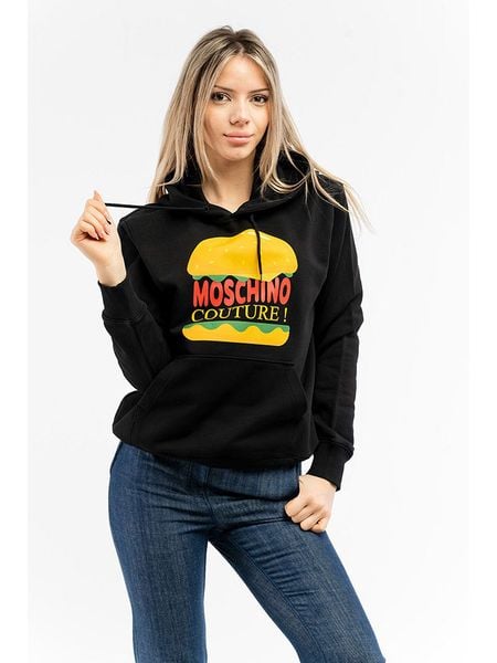 Moschino Bluza w kolorze czarnym rozmiar: 42. Czarne bluzy MOSCHINO, bez wzorów, z bawełny, z kapturem. Za 390,92 zł.