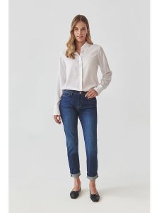 TATUUM Dżinsy "Alana 1" - Slim fit - w kolorze granatowym rozmiar: 42. Niebieskie jeansy Tatuum, z aplikacjami, ze skóry. Za 206,91 zł.