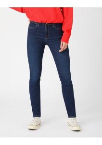 WRANGLER HIGH RISE SKINNY DAMSKIE SPODNIE JEANSOWE NIGHT BLUE W27HVH385 112141269. Niebieskie rurki Wrangler, z jeansu. Za 209,99 zł.