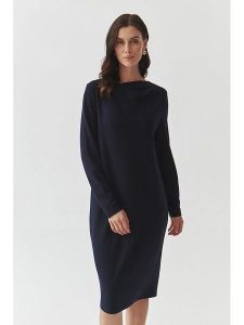 TATUUM Sukienka "Noris" w kolorze granatowym rozmiar: L. Niebieskie sukienki Tatuum, l, bez wzorów, bez kołnierzyka, bez ramiączek, midi. Za 131,43 zł.