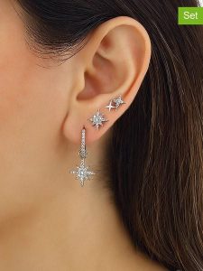 Miu Silver Srebrne kolczyki (3 szt.) z cyrkoniami rozmiar: onesize. Szare kolczyki Miu Silver, z cyrkonią, srebrne. Za 139,87 zł.