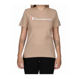 Koszulka damska Champion SS Tee 117534. Brązowe koszulki sportowe Champion, bez wzorów, z bawełny, bez ramiączek. Za 135,84 zł.