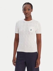 Polo Ralph Lauren Sweter 211971873005 Biały Slim Fit. Białe swetry klasyczne Polo Ralph Lauren, s, z bawełny, bez kołnierzyka. Za 583,99 zł.