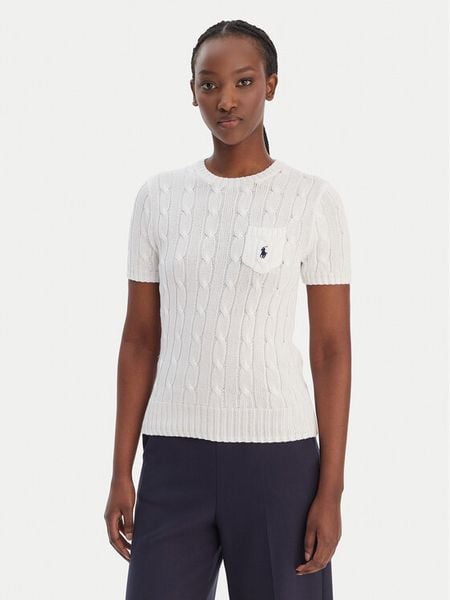 Polo Ralph Lauren Sweter 211971873005 Biały Slim Fit. Białe swetry klasyczne Polo Ralph Lauren, xl, z bawełny, bez kołnierzyka. Za 597,99 zł.