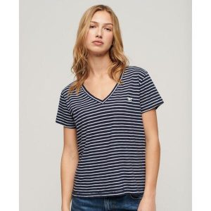 T-shirt Studios Slub Emb Vee Tee od SUPERDRY. Niebieskie koszulki sportowe Superdry, bez wzorów, bez ramiączek. Za 142,50 zł.