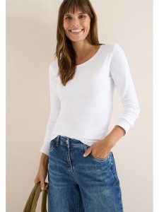 Cecil Koszulka w kolorze białym rozmiar: XS. Białe bluzki Cecil, xs, bez wzorów, z bawełny, bez kołnierzyka, bez ramiączek. Za 65,45 zł.