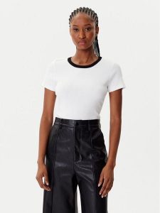 Morgan T-Shirt 252-DOPPY Biały Slim Fit. Białe t-shirty Morgan, m, bez wzorów, z bawełny, bez kołnierzyka, bez ramiączek. Za 119,99 zł.
