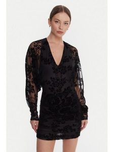 PINKO Sukienka koktajlowa Roulette 105624 A2QD Czarny Regular Fit. Czarne sukienki Pinko, m, bez wzorów, z syntetyku, wizytowe, bez kołnierzyka, bez ramiączek. Za 685,99 zł.