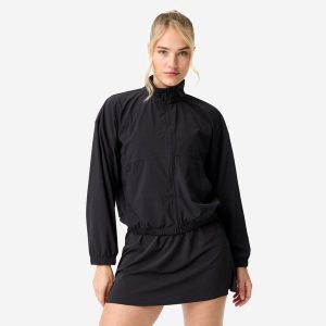 Bluza sportowa damska Domyos. Czarne bluzy DOMYOS, xs, bez wzorów, z materiału, bez kaptura. Za 119,99 zł.