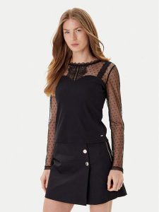 Morgan Bluzka 252-TIPO 979 Czarny Slim Fit. Czarne bluzki Morgan, l, bez wzorów, z syntetyku, bez kołnierzyka, bez ramiączek. Za 139,99 zł.