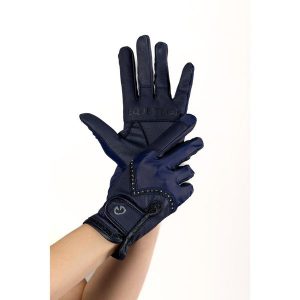 Rękawiczki Glittery Navy Equus. Niebieskie rękawiczki EQUUS BRAND, na lato, bez wzorów. Za 94,99 zł.