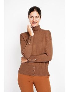 ASSUILI Golf w kolorze jasnobrązowym rozmiar: 36. Brązowe golfy Assuili, bez wzorów. Za 104,99 zł.