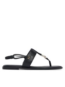 Calvin Klein Sandały Round Flat Sndl Thong Lth Hdw HW0HW02926 Czarny. Czarne sandały Calvin Klein, bez wzorów, ze skóry, bez obcasa, na płaskiej podeszwie, bez zapięcia. Za 449,99 zł.
