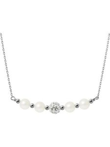 Pearline Srebrny naszyjnik z kryształkami i perłami w kolorze białym - dł. 38 cm rozmiar: onesize. Białe naszyjniki Pearline, z kryształem, srebrne. Za 195,99 zł.