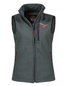 Geographical Norway Kamizelka softshellowa "Vacer" w kolorze szarym rozmiar: M. Szare kamizelki Geographical Norway, m, bez wzorów, bez kołnierzyka, bez ramiączek, bez kaptura. Za 109,00 zł.