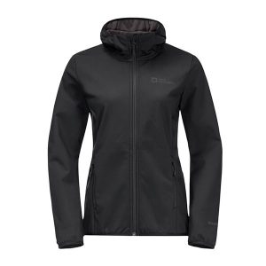 Kurtka softshellowa damska Jack Wolfskin Bornberg Hoody. Czarne kurtki Jack Wolfskin, xs, bez wzorów, z softshellu, bez kaptura. Za 259,99 zł.