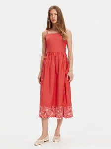 United Colors Of Benetton Sukienka letnia 4KUSDV0B7 Czerwony Regular Fit. Czerwone kombinezony United Colors of Benetton, na lato, s, bez wzorów, z bawełny, bez kołnierzyka, bez ramiączek. Za 249,99 zł.