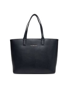 Tommy Hilfiger Torebka Th Logotape Tote AW0AW17449 Granatowy. Niebieskie shopper bag TOMMY HILFIGER, bez wzorów, ze skóry, bez dodatków. Za 489,99 zł.