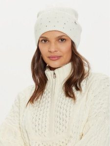 Guess Czapka AW5213 POL01 Biały. Białe czapki Guess, z aplikacjami, z materiału. Za 120,00 zł.
