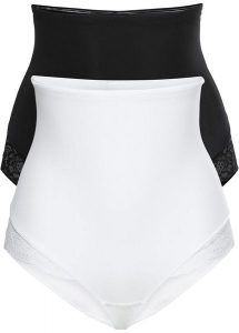 Figi panty shape (2 pary), lekki stopień modelowania sylwetki. Czarne figi bonprix, bez wzorów, z bawełny. Za 94,99 zł.
